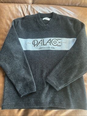 PALACE Black V-Neck Obsission Knit Sweater Chest Stripe and Logo